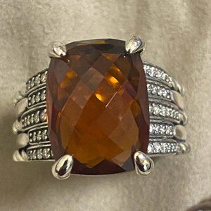 David Yurman Tides 16x12 mm Citrine & Diamond Ring